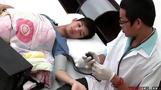 Asian twink gets examined and breeded from behind by water down